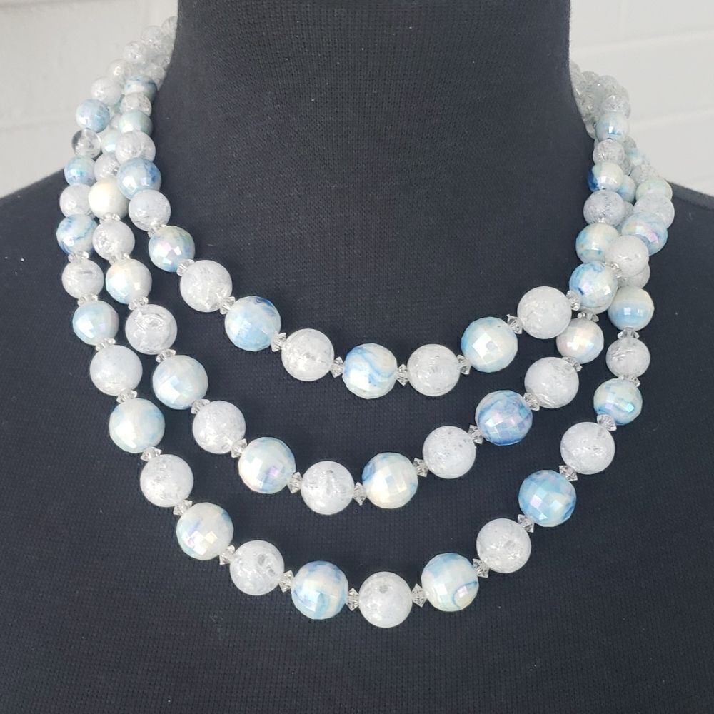 ‎Coro Blue and White 3 String Necklace
